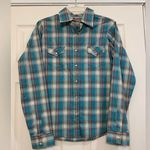 Wrangler Ladies  Turquoise  Size Medium Pearl Snap Button Up Blouse.         1773 Photo 0