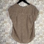 Monday Fun Women's Blouse Medium Brown White Polka Dot V Photo 5