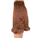 EXPRESS  Purple Orange Silky Satin Floral Ruffle Mini Straight Pencil Skirt Sz 4 Photo 1