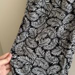 H&M Black and White Feather Print Ankle Pants, Fun Flowy Pants, Size 12 Photo 4