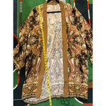 Free People Kimono Jacket XS Boho Paisley Longline Open Front Cardigan Festival Photo 3
