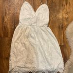 Aooksmery Dress White Lace Womens Small V Neck Lace‎ Up Back Spaghetti Strap Photo 0