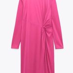 ZARA NWOT BLOGGERS FAV PINK KNOT FRONT DETAIL MIDI DRESS STRETCH MEDIUM Photo 8