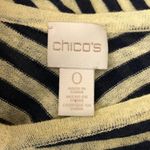 Chico's Sweater Thin Knit Linen Blend Oversized Striped Ivory Navy Blue 0 US S Photo 2