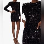 NWOT HELSI Milena Black Sequin Padded Shoulder Long Sleeve Minidress Sz M Size M Photo 2