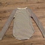 PJK 100% Cotton Black and White Striped Long Sleeve Shirt Women's size Small Photo 2