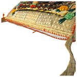 Vintage Caribbean Hand Woven Large Straw Grass Raffia Shoulder Bag Floral People Photo 4