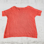 Theory Coral Orange Linen Short Sleeve Boat Neck Open Knit Blouse Size Small Photo 5