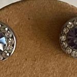 NWT Purple Crystal Stud Earrings Silver Photo 0