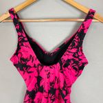 Aqua Green Swimsuit Floral Pink Black Size Small One Piece V-Neck Bathing Suit Photo 4