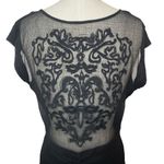 Anthropologie Silence + Noise Embroidered Bodycon Dress Sheer Back Ruched Formal Cocktail 6 Photo 5
