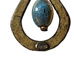 Premier Designs  Brass Tone Blue Drop Bead Loop Earrings‎ Photo 3