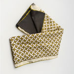 70s Vintage Scarf Italian Silk Wool Reversible Basketweave Print Cream Brown Photo 1