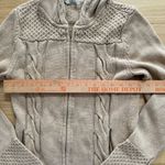Athleta  Beige Cable Knit Hooded Long Cardigan Small cotton/cashmere blend Photo 3