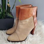 Nicole Gold Brown Baroque Metallic Fabric Leather Ankle Boots Size 7.5 Photo 0