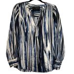 Jones New York Jones‎ New York Size Small Pullover Blue White Black Blouse Long Sleeve V Neck Photo 0