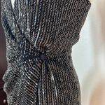 Parker Silk Black Embellished Mini Wrap Dress Photo 8
