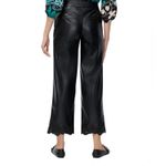 Chico's Chico’s Faux Leather‎ Cut Out Ankle Crop Wide Leg Trouser Pants Black Size 12 Photo 2