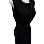 J. McLaughlin Longline Merino Wool Vest Size S Leather Tied Trim Black Classic Photo 2