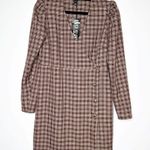 River Island NWT  Check Wrap Blazer Dress Women's Heart Buttons Brown Size 12 Photo 1