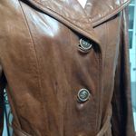 Vintage skin Gear Brown Leather Trench Coat Photo 3