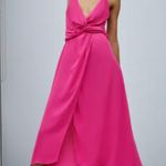 ZARA MIDI V-NECK DRESS w/ Knot Spaghetti Straps Slit Hem Pink Size XS NEW Photo 6