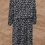Vintage Black White Floral Midi Dress Photo 7