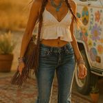 Miss Me JD1068B Cropped Dark Wash Jeans Frayed Hem Embroidered Pockets 31x27 Photo 0