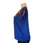 Mexican Blouse Blue Artisanal Floral Embroidered Women's Size M Photo 2