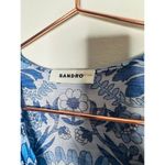 Sandro  Blue Floral Linen Blend A-Line V-Neck Mini Dress Size 36 US 4 Photo 11