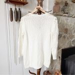 Rebecca Taylor  White Knit Cotton V Neck Sweater Photo 5