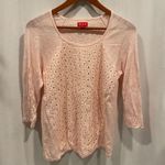 Elle Cute vintage 90’s-Y2K pink blush lightweight sweater eyelet double layer front Photo 8