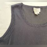 Oscar de la Renta Black Silk Knit tank top with bead detail, size Large Photo 1