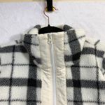 Talbots XS Fleece Zip Up Jacket Plaid Sherpa Fall Winter Warm Cozy Minimalist Black Photo 2