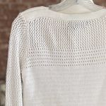 Tahari  Sweater Crewneck Open Knit White Long Sleeve XS Preppy Classic Casual Photo 9
