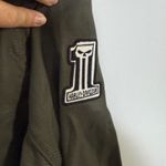 Harley Davidson Women's Olive Green Canvas Hooded Bomber Jacket With Patches M Size M Photo 4