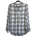 Cloth & Stone Gray & White Buffalo Plaid Lace-up Plush Top Photo 0