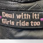 Women's Diamond Plate Black Leather Biker Vest with Patches Sz Large Photo 4