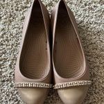 Crocs Cap Toe Rhinestone Ballet Flats in Tan Size 8 Photo 1