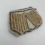 Vintage Small Beaded Coin Pouch Delicate Dainty Tan Photo 1