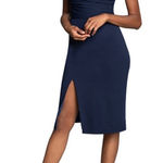 Dress the Population ‎ Alessia Tie Waist Crepe Dress, Navy, Size Small, NWT Photo 0
