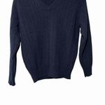 Brandy Melville  Women's OS 100% Wool Cable Knit V Neck Sweater Navy Preppy Italy Photo 5