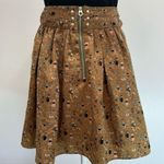 Owl Print Pleated Brown Mini Skirt w Pockets Removable Silver Chain Belt by Lily Size L Photo 4
