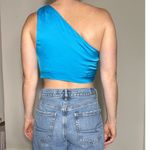 DO+BE  Blue One Shoulder Crop Top Size Medium Photo 2