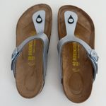 Birkenstock  Gizeh Birko Flor Sandal 39 & 40 Mismatched Silver Metallic Slides Photo 11