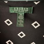 Ralph Lauren Lauren  10 Dress Black White Ruched Short Sleeve Diamond Timeless Photo 5