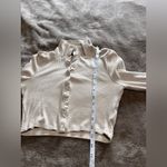 The Range  Beige Ribbed Button Front Long Sleeve Designer Top Mock Neck Sz S EUC Photo 7