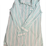 Victoria's Secret Victoria’s Secret Mint & White Striped Button Down Pajama Top Size Large Photo 0
