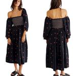 Free People  Dahlia Embroidered Maxi Dress Puff Sleeve Cottagecore Milk Maid M Photo 1