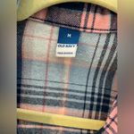Old Navy Size M Navy Pink Plaid Cotton Flannel Short Sleeve Button Pajama Top Photo 10